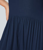 Ribbed Tube Backless Side Pocket Casual Jumpsuit — Nightfall Blue — view 6