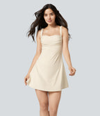 Plush Backless 2-in-1 Pocket Flare Mini Active Dress-Edition — Solitary Star — view 3