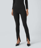 High Waisted Front Work Trousers — Black — view 1