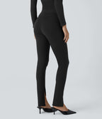 High Waisted Front Work Trousers — Black — view 2