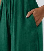Spaghetti Strap Backless Lace Up Side Pocket Resort Jumpsuit — Quiet Pool Green — view 5