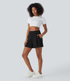 High Waisted Work Baggy Shorts 4'' with Pockets — Black — view 7