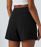 High Waisted Work Baggy Shorts 4'' with Pockets — Black — view 4