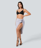 Spaghetti Strap Crossover Backless Cover Up Wrap Resort Dress-UPF50+ — Misty Lilac — view 7