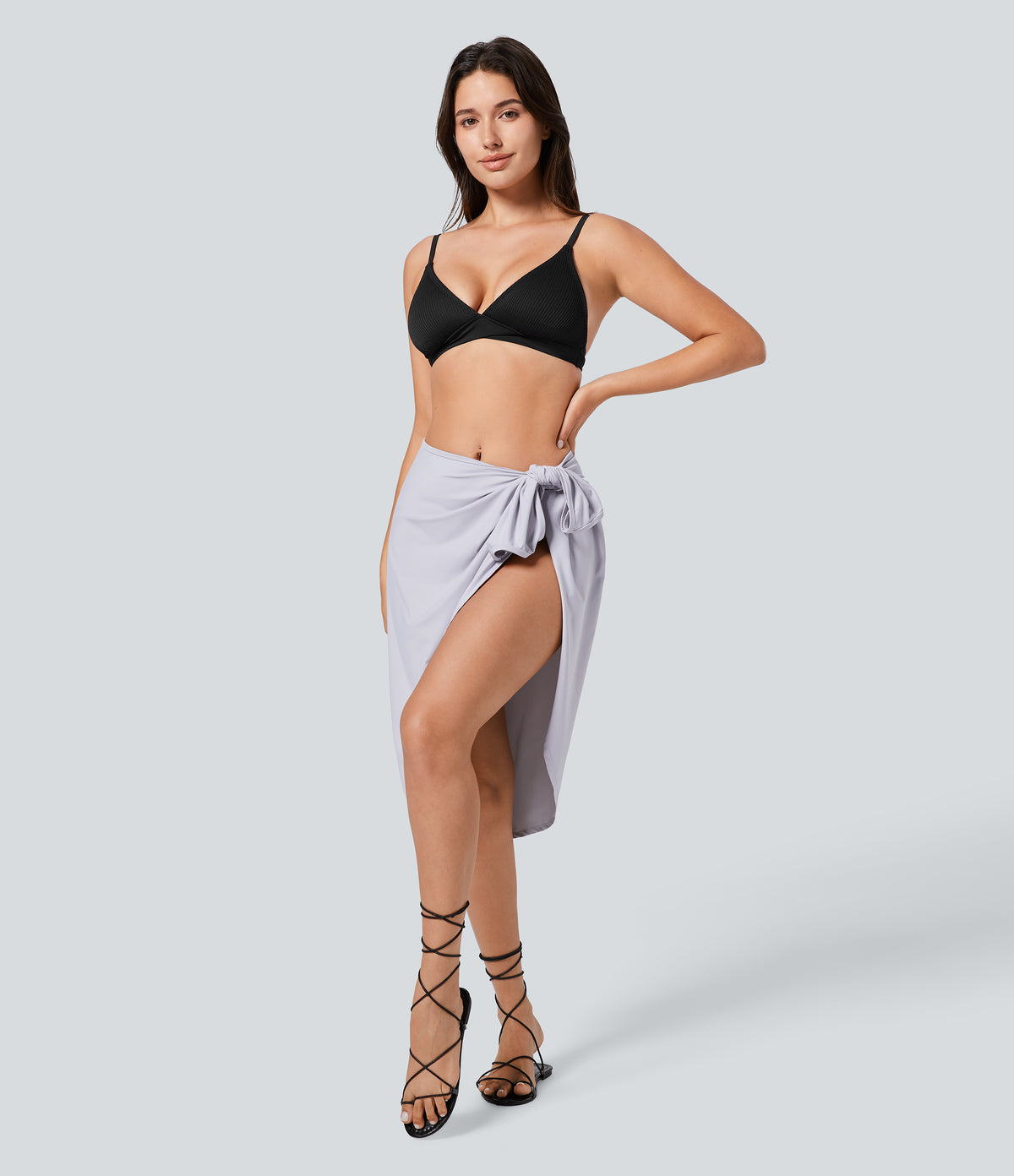 Spaghetti Strap Crossover Backless Cover Up Wrap Resort Dress-UPF50+ — Misty Lilac — view 7