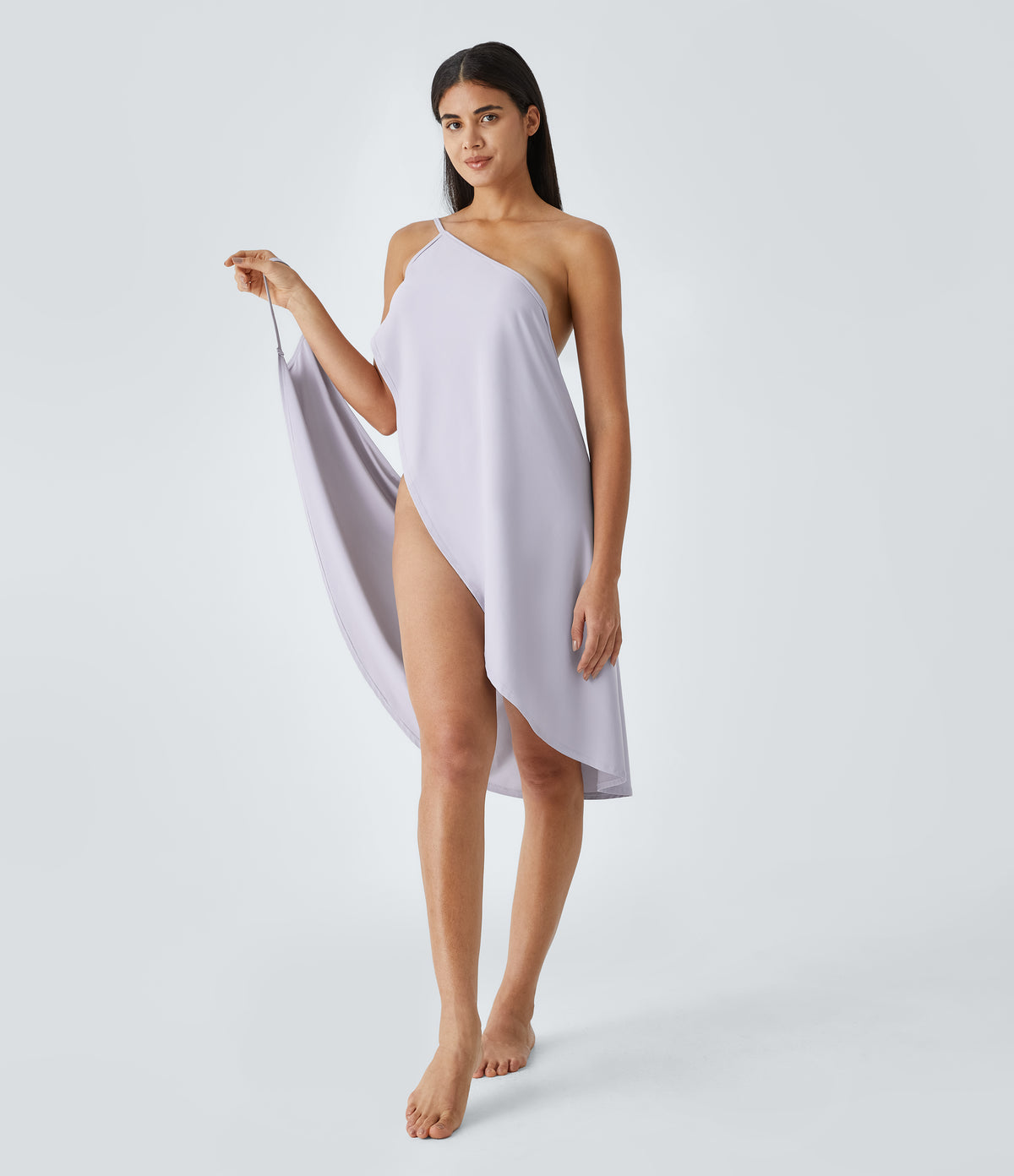 Spaghetti Strap Crossover Backless Cover Up Wrap Resort Dress-UPF50+ — Misty Lilac — view 6