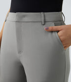 Mid Rise Pocket Straight Leg Work Trousers — Mirage Gray — view 5
