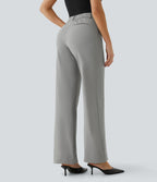 Mid Rise Pocket Straight Leg Work Trousers — Mirage Gray — view 2