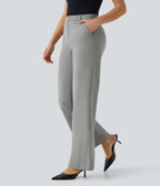 Mid Rise Pocket Straight Leg Work Trousers — Mirage Gray — view 3