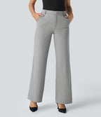 Mid Rise Pocket Straight Leg Work Trousers — Mirage Gray — view 4