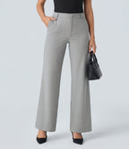 Mid Rise Pocket Straight Leg Work Trousers — Mirage Gray — view 1