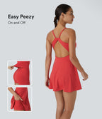 Adjustable Strap Backless 2-in-1 Pocket Slip Active Dress-Edition — Salsa — view 1