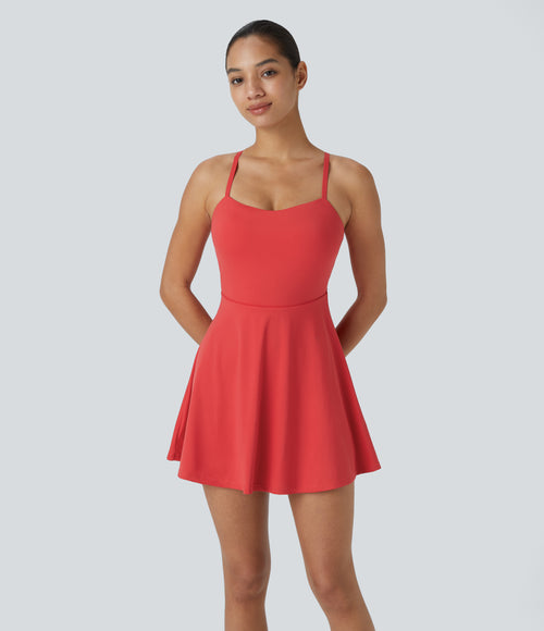Adjustable Strap Backless 2-in-1 Pocket Slip Active Dress-Edition — Salsa — view 2