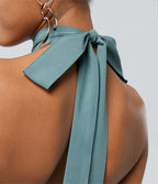 High Waisted Wrapped Tie Back Quick Dry Skirt — Stone Blue — view 6