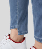 Mid Rise Zipper Pockets Casual Plus Size Skinny Jeans — Sea Blue Denim — view 6