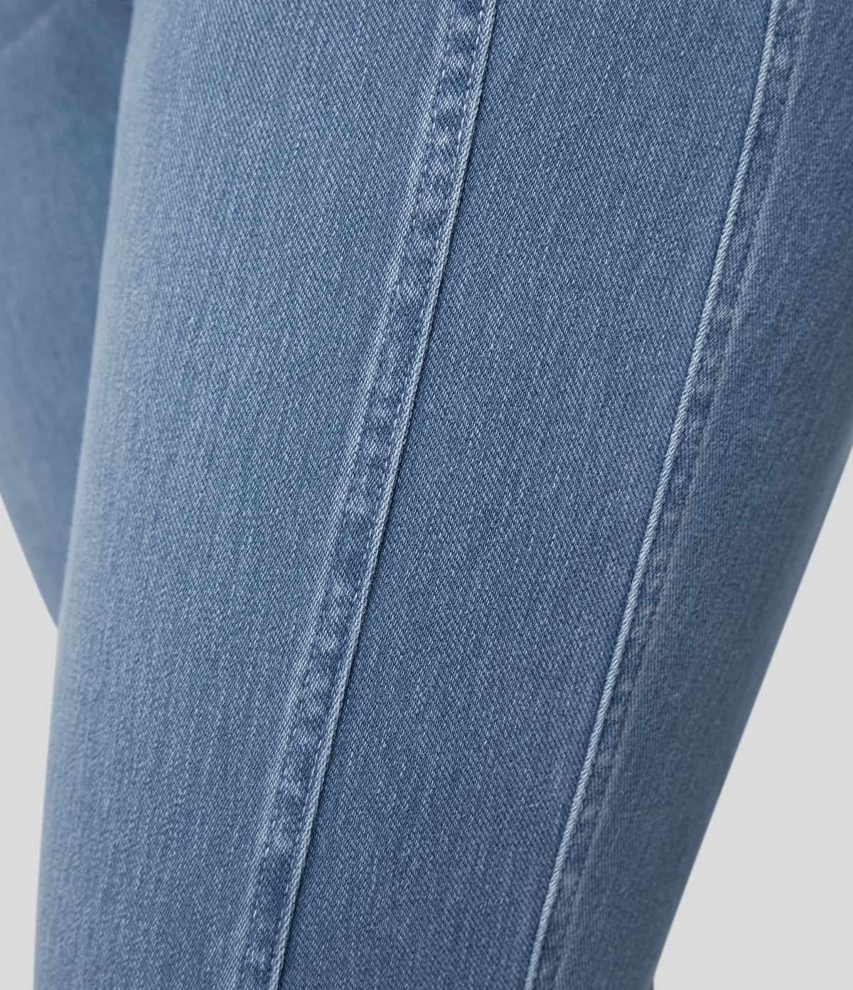 Mid Rise Zipper Pockets Casual Plus Size Skinny Jeans — Sea Blue Denim — view 5