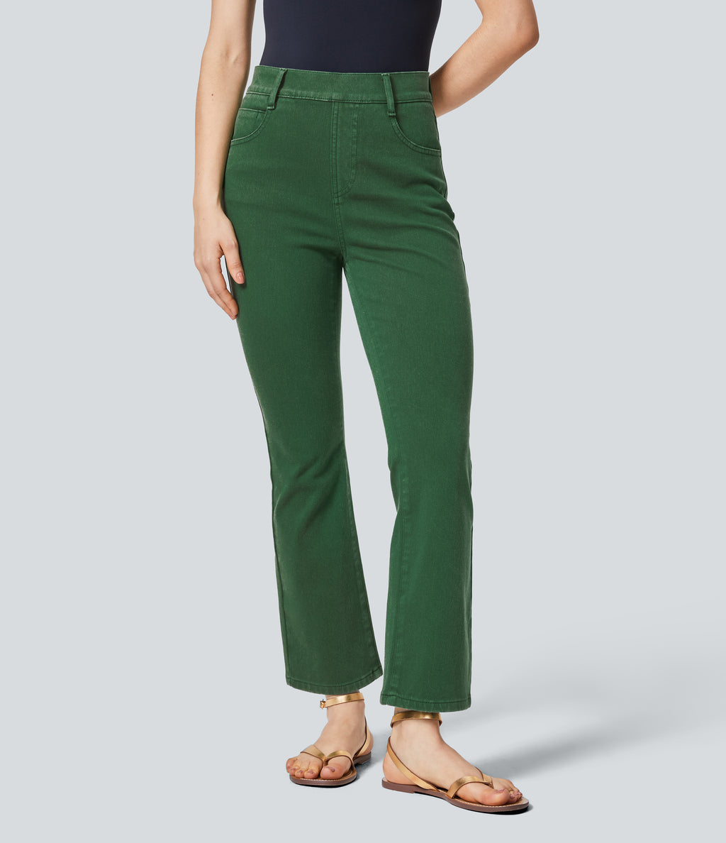 High Waisted Pockets Colorful Casual Bootcut Jeans — Lush Denim — view 1