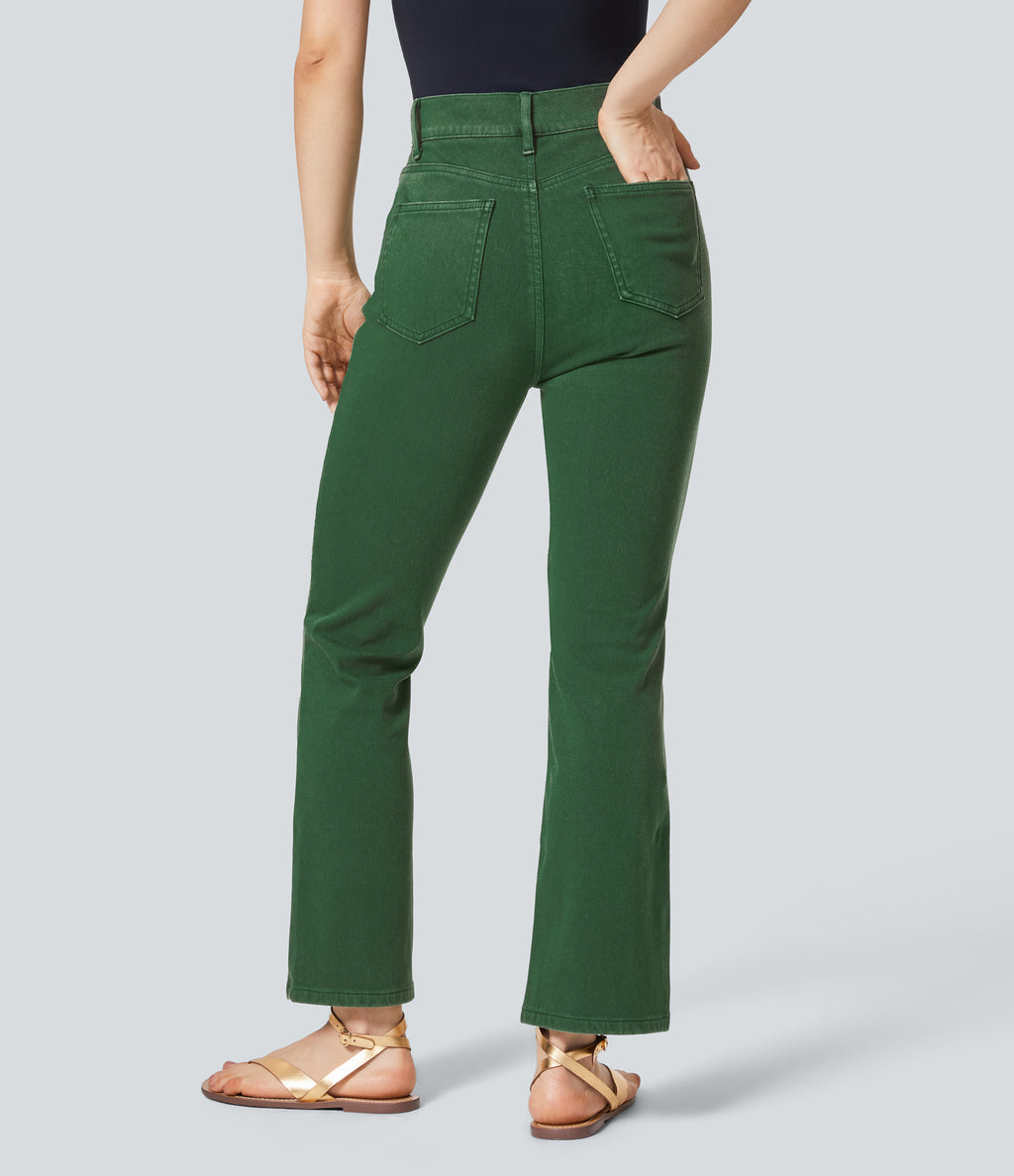 High Waisted Pockets Colorful Casual Bootcut Jeans — Lush Denim — view 2