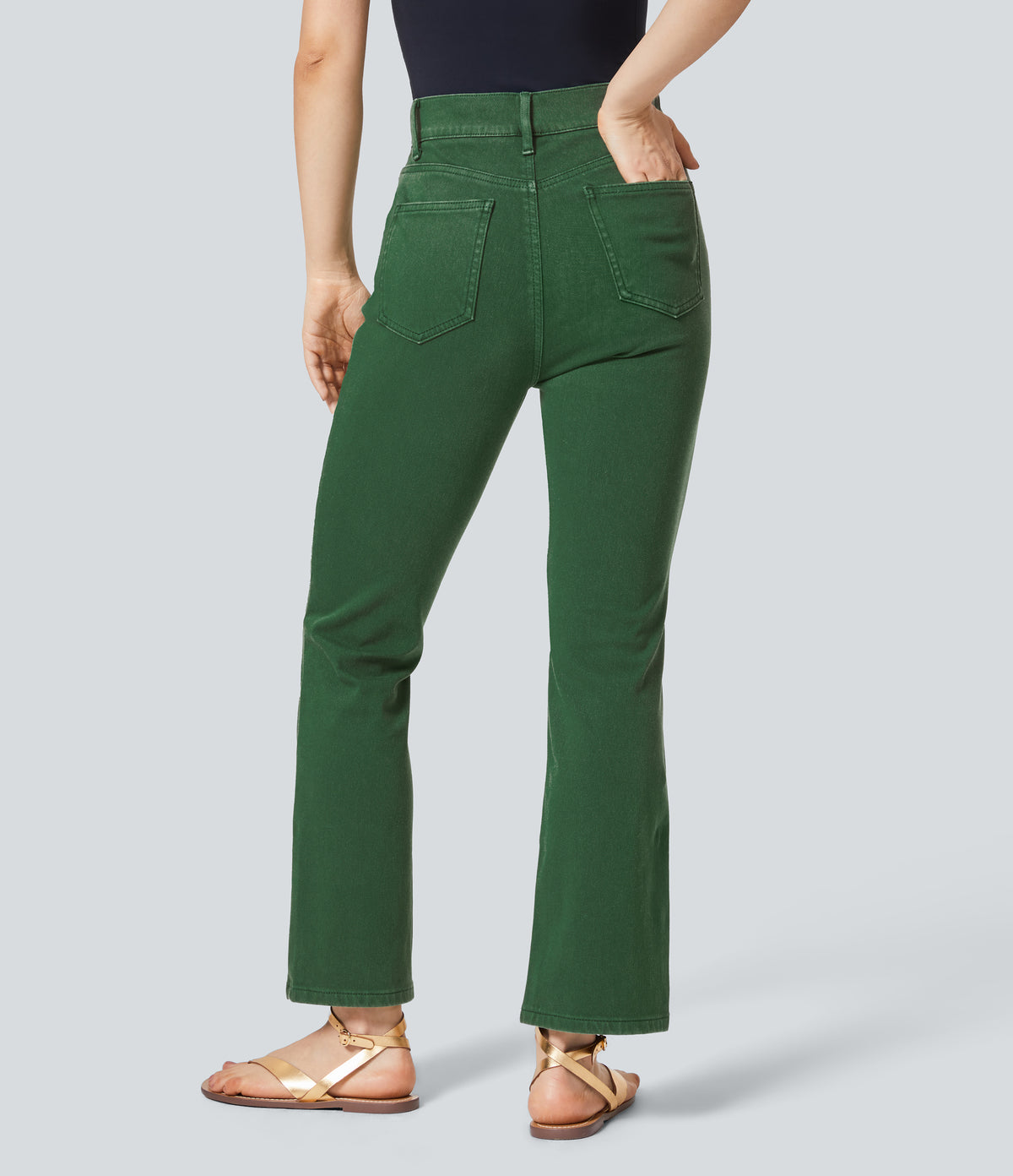 High Waisted Pockets Colorful Casual Bootcut Jeans — Lush Denim — view 2