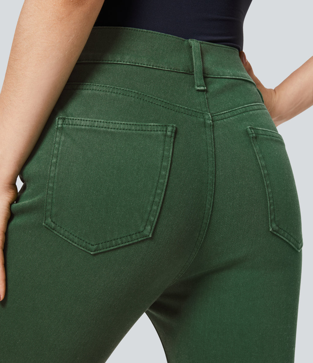 High Waisted Pockets Colorful Casual Bootcut Jeans — Lush Denim — view 5