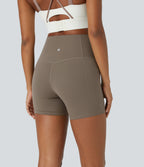 High Waisted Tummy Control Side Pocket Shaping Training Biker Shorts 5'' — Dawn Brown — view 4