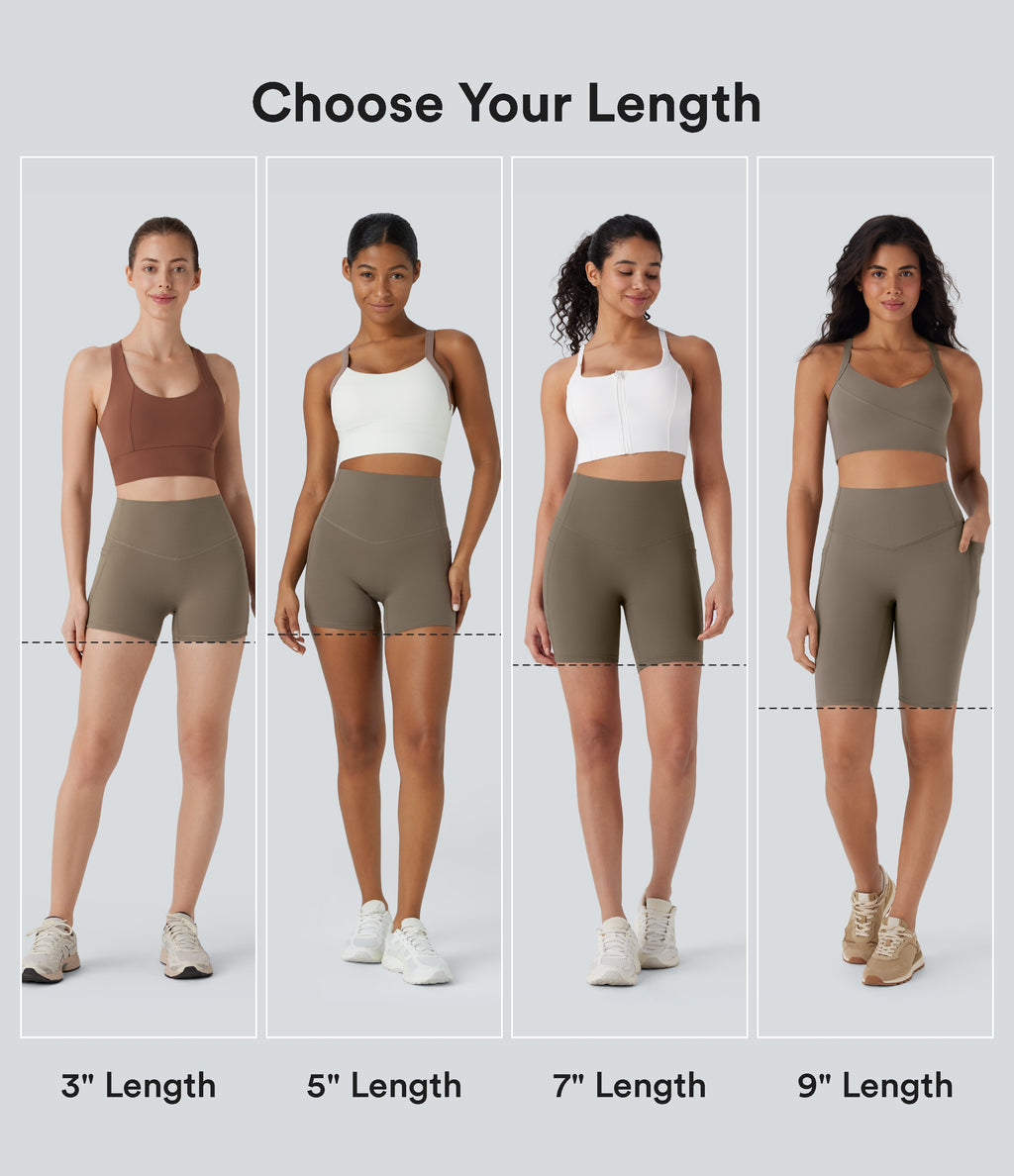 High Waisted Tummy Control Side Pocket Shaping Training Biker Shorts 5'' — Dawn Brown — view 2