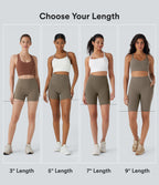 High Waisted Tummy Control Side Pocket Shaping Training Biker Shorts 5'' — Dawn Brown — view 2
