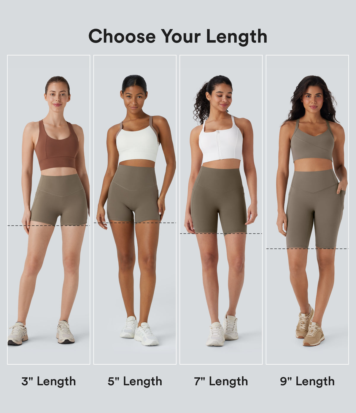High Waisted Tummy Control Side Pocket Shaping Training Biker Shorts 5'' — Dawn Brown — view 2