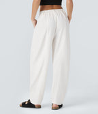 Mid Rise Pocket Barrel Leg Work Trousers — White — view 3
