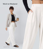 Mid Rise Pocket Barrel Leg Work Trousers — White — view 5