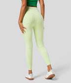 High Waisted Multiple Pockets Colourful Stretchy Knit Denim 7/8 Casual Leggings — Jasper Denim — view 2