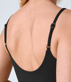 Adjustable Strap U Back Backless Twisted Flare Flowy Maxi Slip Resort Dress — Black — view 5