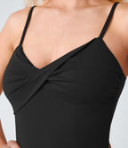 Adjustable Strap U Back Backless Twisted Flare Flowy Maxi Slip Resort Dress — Black — view 6