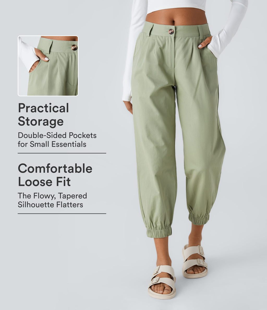 Mid Rise Casual Joggers with Pockets — Laurel Green — view 1