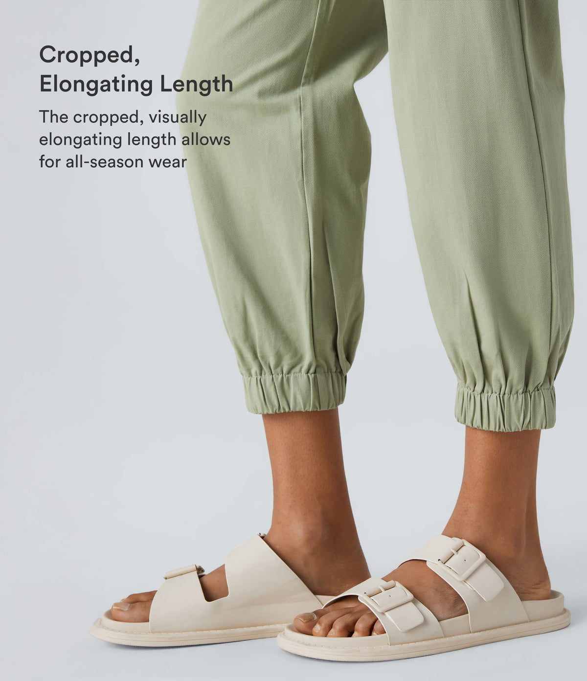 Mid Rise Casual Joggers with Pockets — Laurel Green — view 4