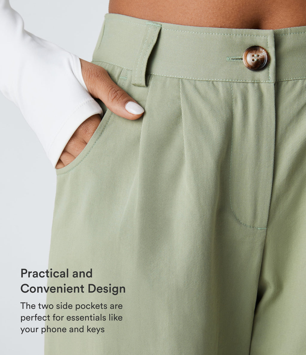 Mid Rise Casual Joggers with Pockets — Laurel Green — view 5