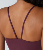 Backless Side Invisible Zipper Pocket Quick Dry Resort Slip Playsuit — Amaranth — view 5