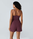 Backless Side Invisible Zipper Pocket Quick Dry Resort Slip Playsuit — Amaranth — view 2