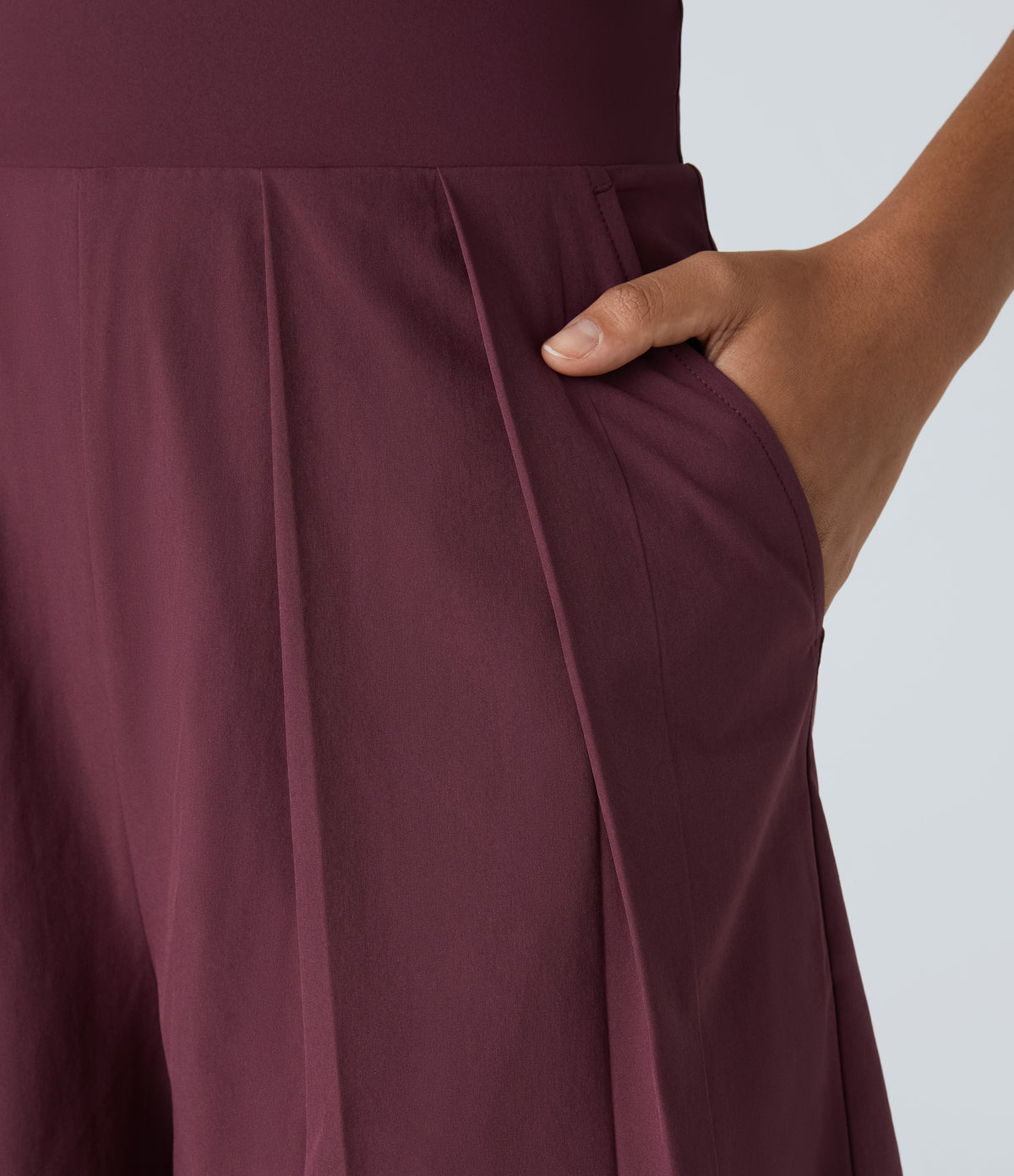 Backless Side Invisible Zipper Pocket Quick Dry Resort Slip Playsuit — Amaranth — view 6