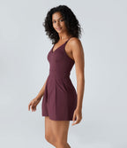 Backless Side Invisible Zipper Pocket Quick Dry Resort Slip Playsuit — Amaranth — view 3