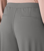 High Waisted Pocket Straight Leg Work Plus Size Trousers — Silent Storm — view 5