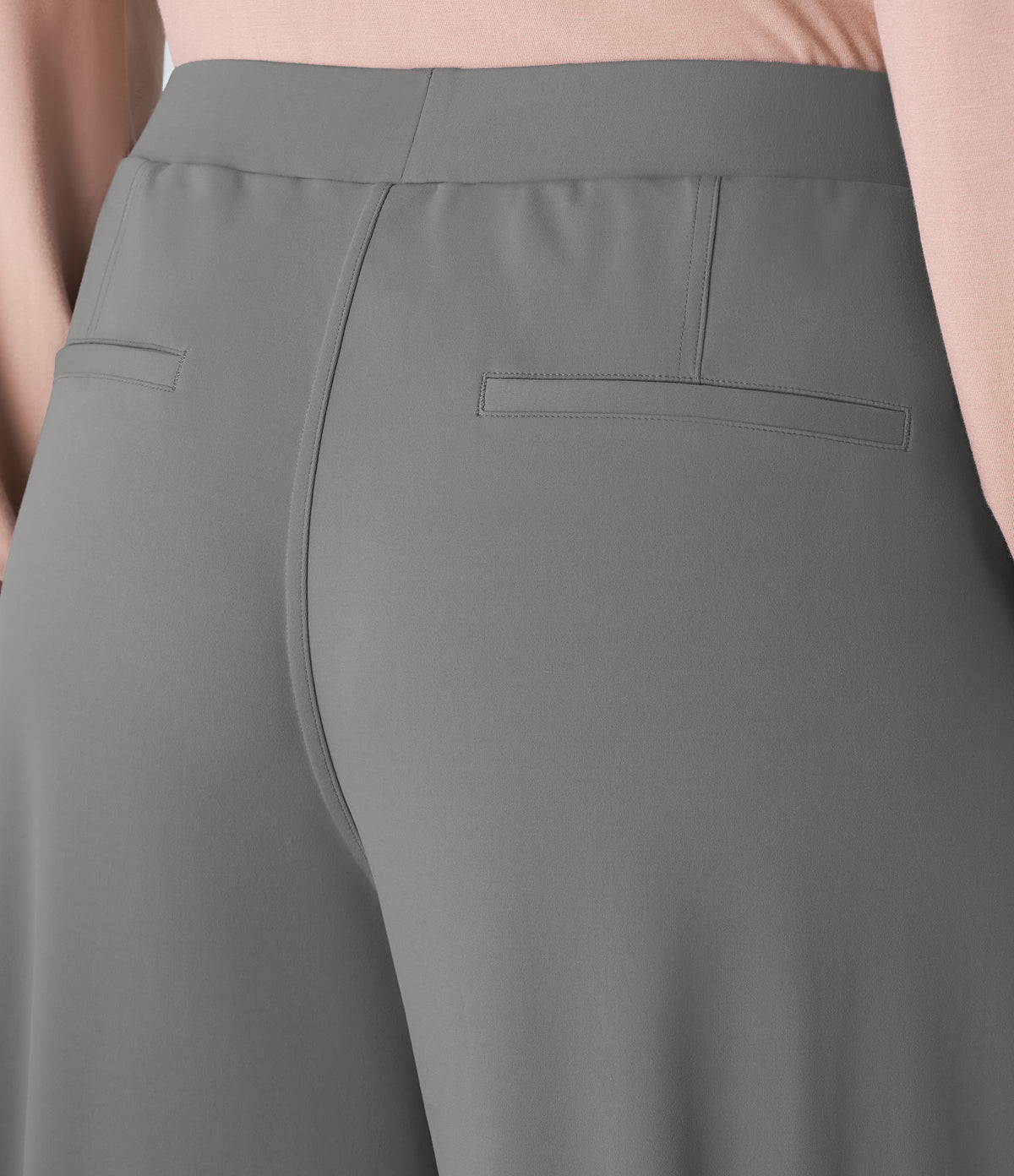High Waisted Pocket Straight Leg Work Plus Size Trousers — Silent Storm — view 5