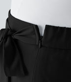 High Waisted Tie Side Invisible Zipper Wide Leg Work Plus Size Trousers — Black — view 6