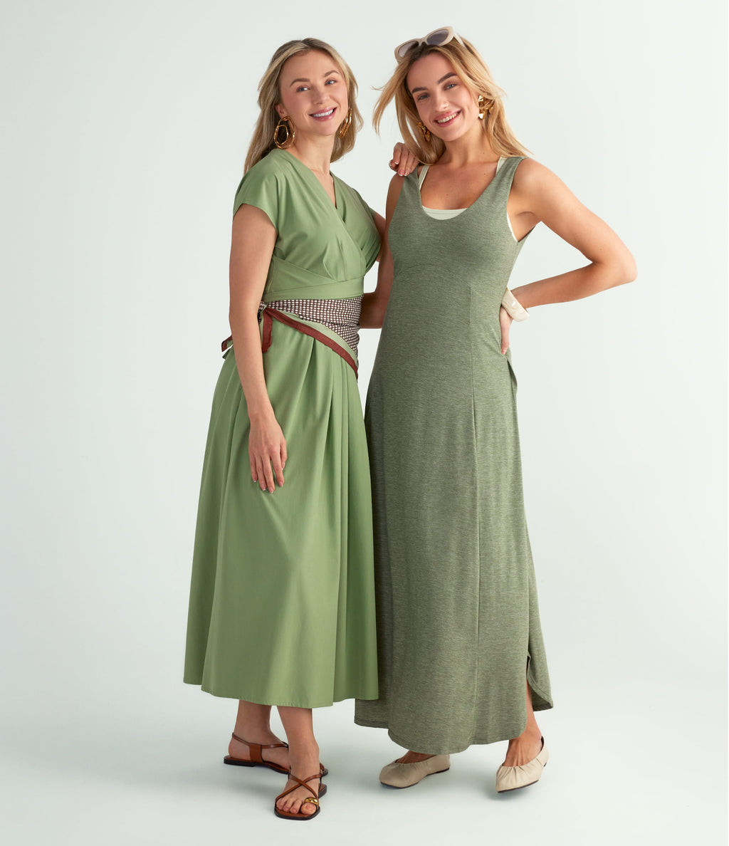 U Neck Flowy Maxi Casual Tank Dress — Light Green Floral Yarn — view 3
