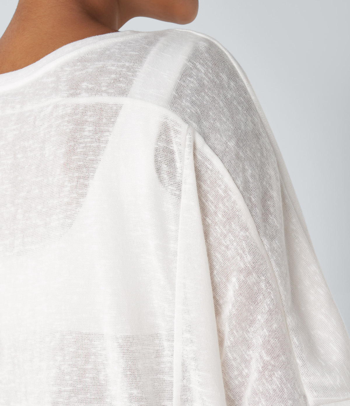 Asymmetric Split Hem Sheer Oversize Casual Top — White — view 5