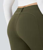 High Waisted Zipper Pockets Solid Slim Hiking Plus Size Cargo Trousers — Forest Night — view 5