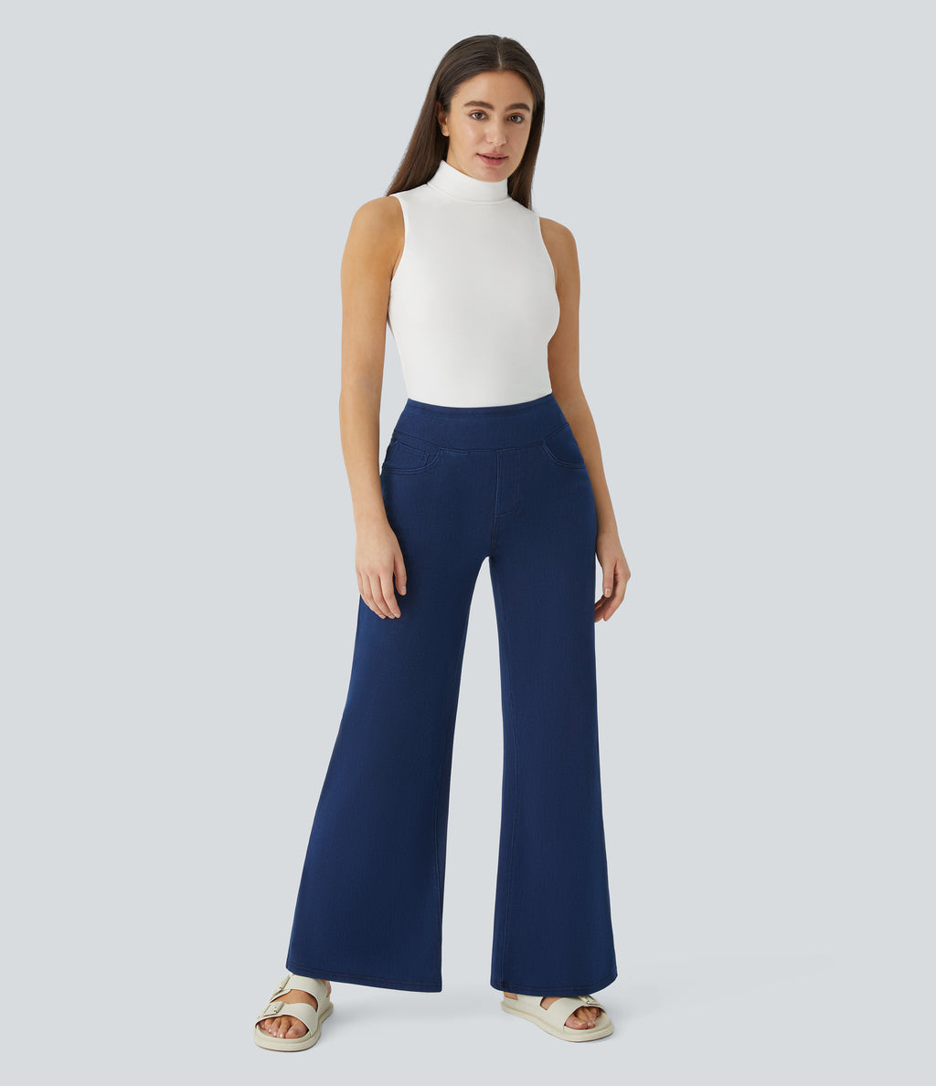 Ribbed Knit High Collar Sleeveless Casual T-Shirt — White — view 4