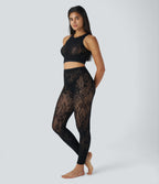 OneForm Seamless Flow High Waisted Cut Out Casual Leggings — Black — view 6