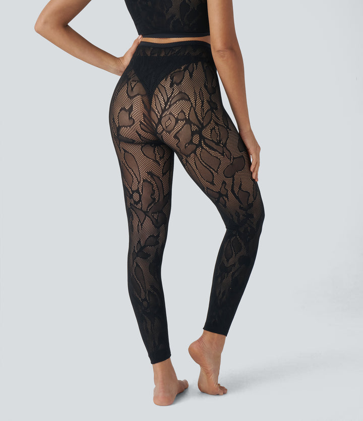 OneForm Seamless Flow High Waisted Cut Out Casual Leggings — Black — view 1