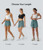 Mid Rise Drawstring Contrast Mesh 2-in-1 Flowy Running Shorts 5'' — Stone Blue — view 2